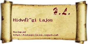 Hidvégi Lajos névjegykártya